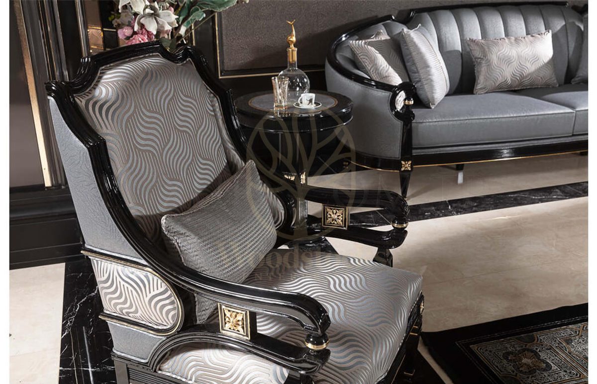 Luxury Caserta Grey Handcrafted Teak Sofa Set, Saharanpur, view 6