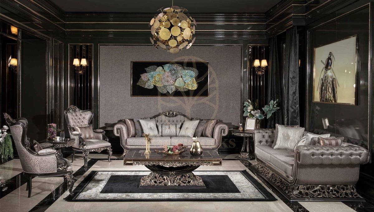 Royal Eritre Chesterfield Hand Carved Teak Sofa Set, Saharanpur, Sofa Set