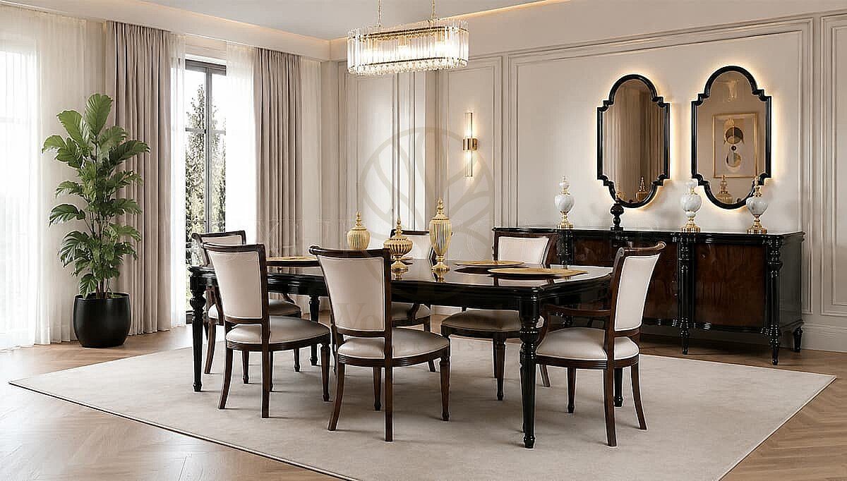 Royal Lorena Hand Carved Teak Dining Table Set, Saharanpur, Dining Table