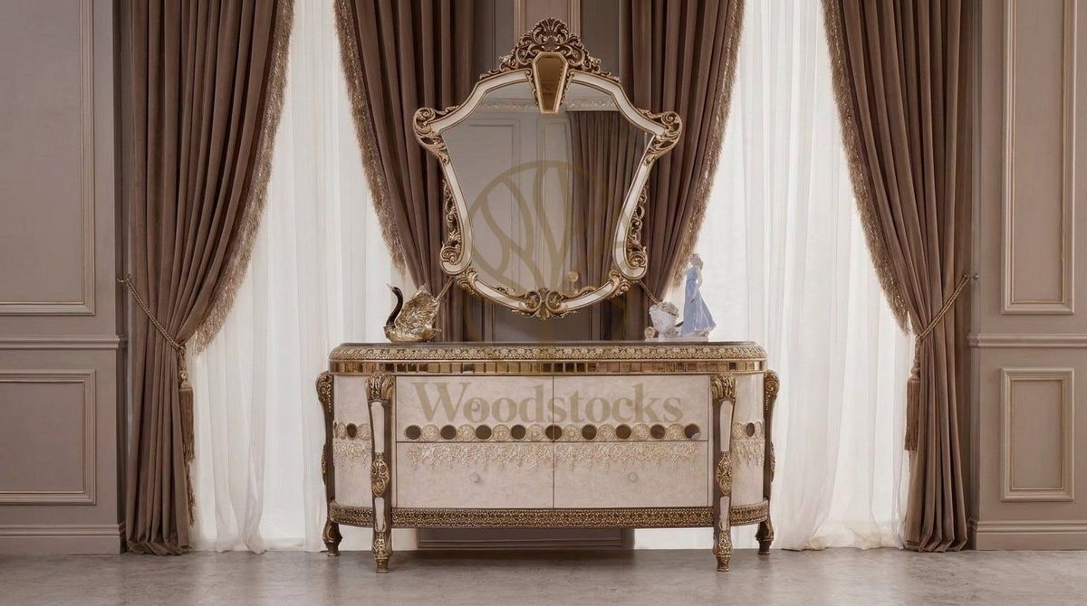 Teak Ornate Marbled Ivory Dressing Table II, Dressing Table