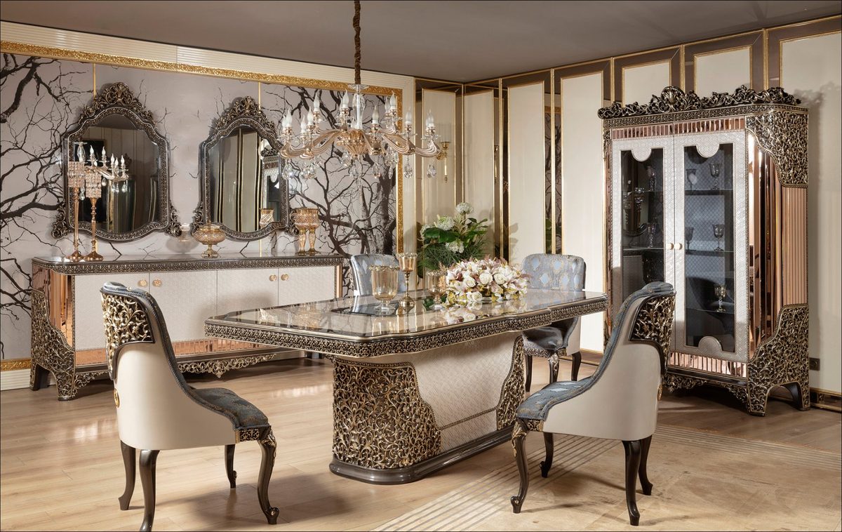 Teak Lagos Ivory and Black Dining Set, Dining Table