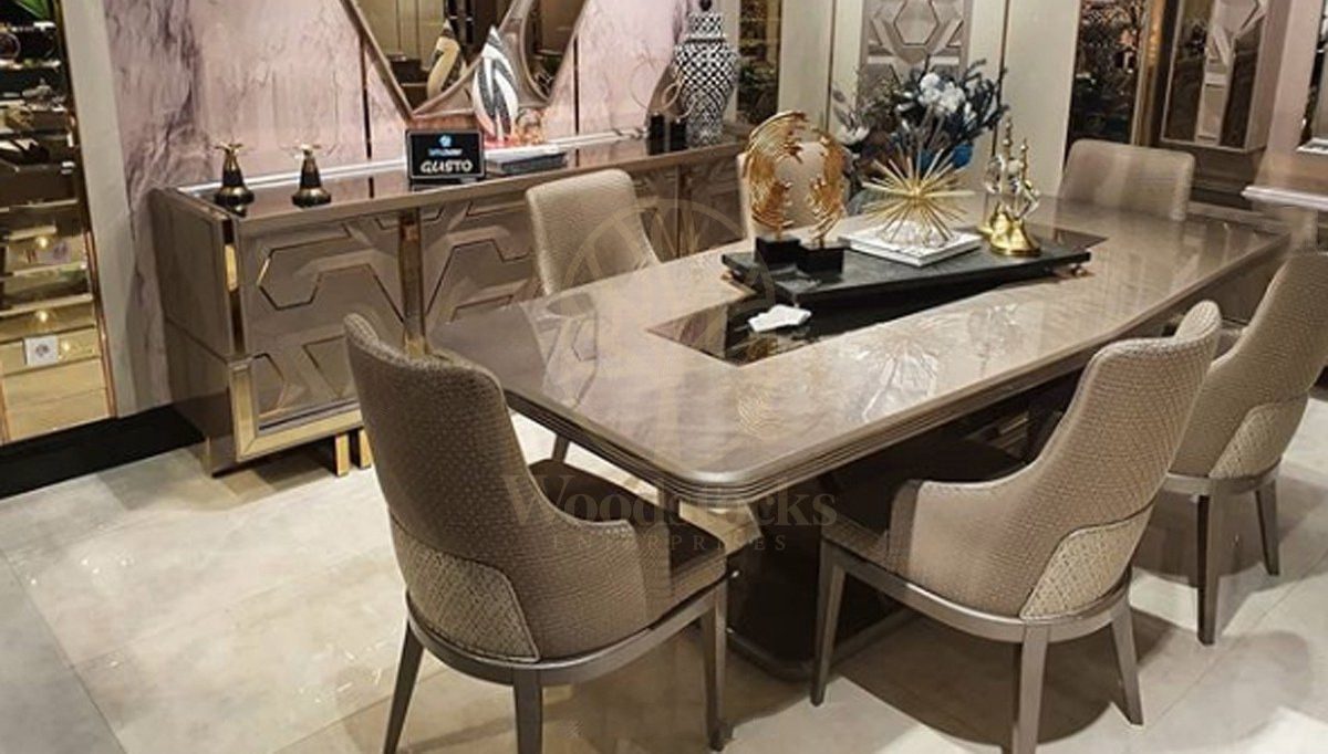 Luxury Gustora Handcrafted Teak Dining Table Set, Saharanpur, view 4