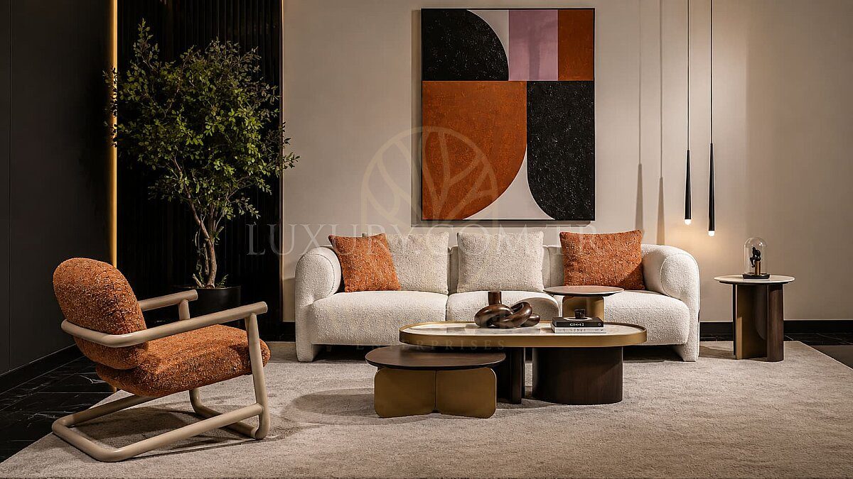 Luxury Marcello White Black Handcrafted Teak Sofa Set, Saharanpur, Sofa Set