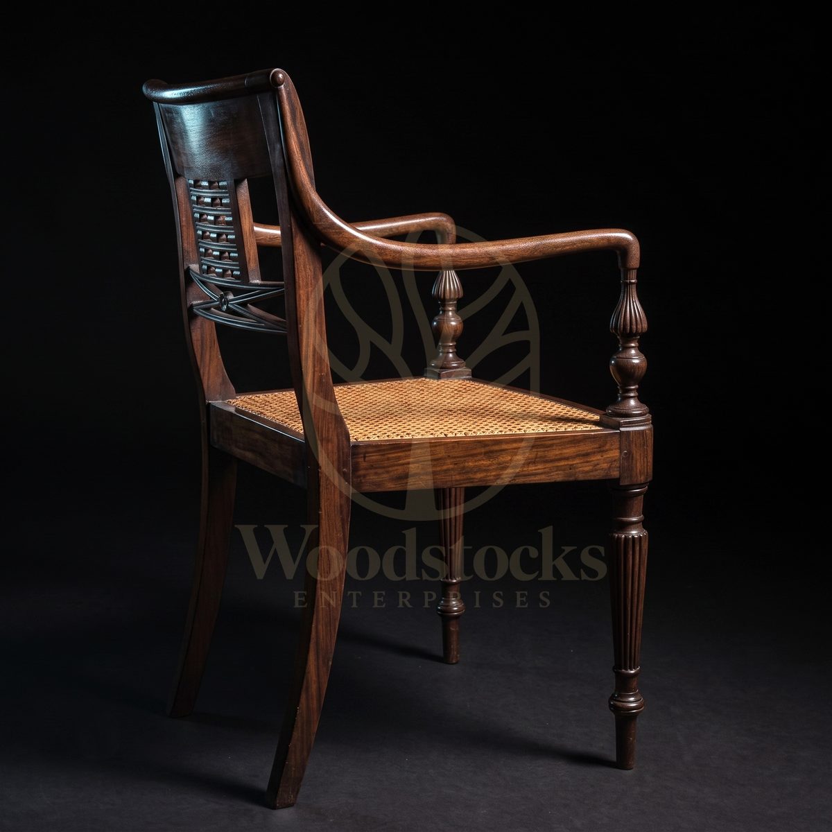 Hand Carved Teak Colombo Pierced-Back Elbow Chair, Saharanpur, view 4