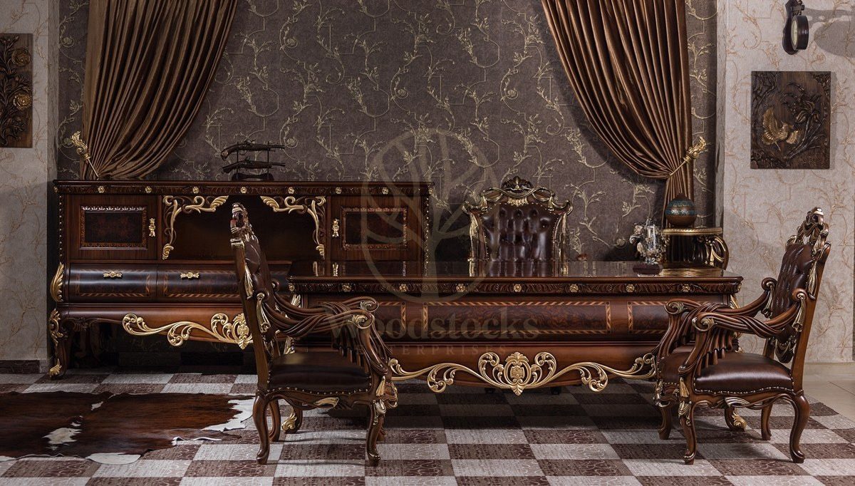 Royal Yali Hand Carved Teak Office Table, Saharanpur, Office & Study Table