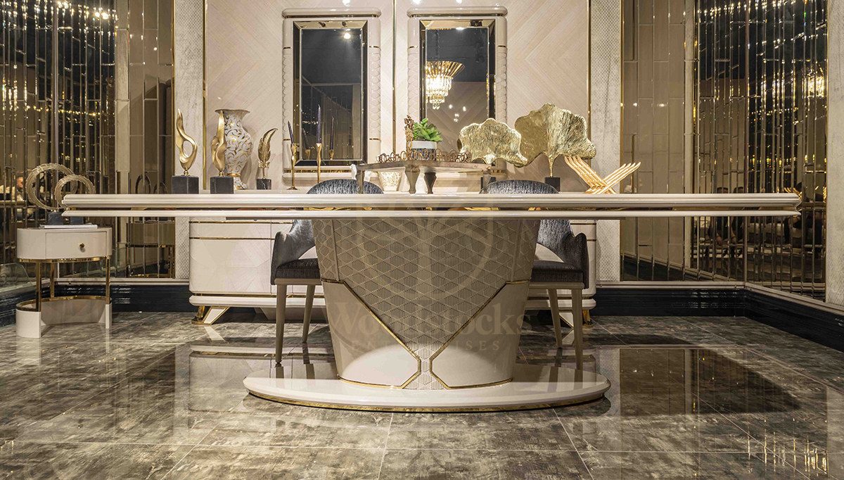 Luxury Lugano Handcrafted Teak Dining Table Set, Saharanpur, view 7