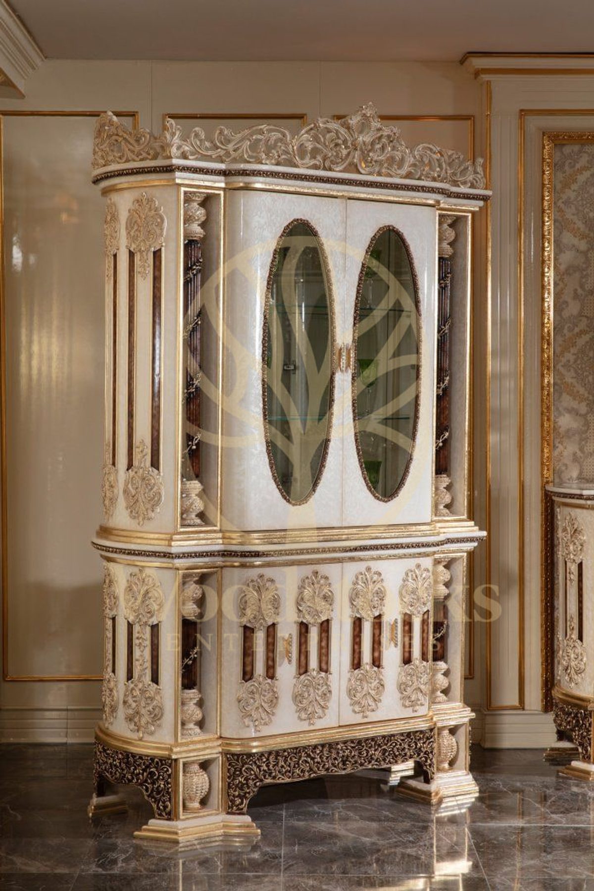 Teak Monaco Cream and Gold Dining Set, view 4
