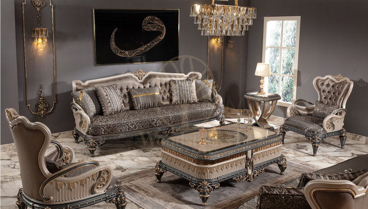 Royal Almina Hand Carved Teak Sofa Set, Saharanpur, Sofa Set