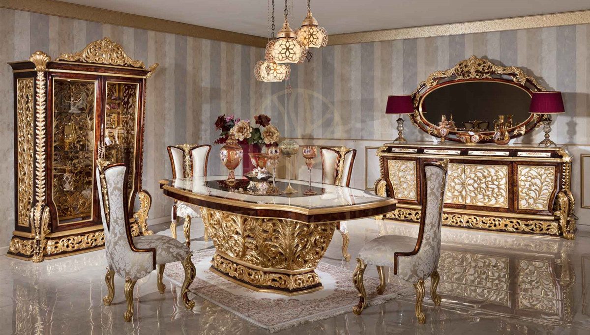 Royal Sultanzade Hand Carved Teak Dining Table Set, Saharanpur, Dining Table