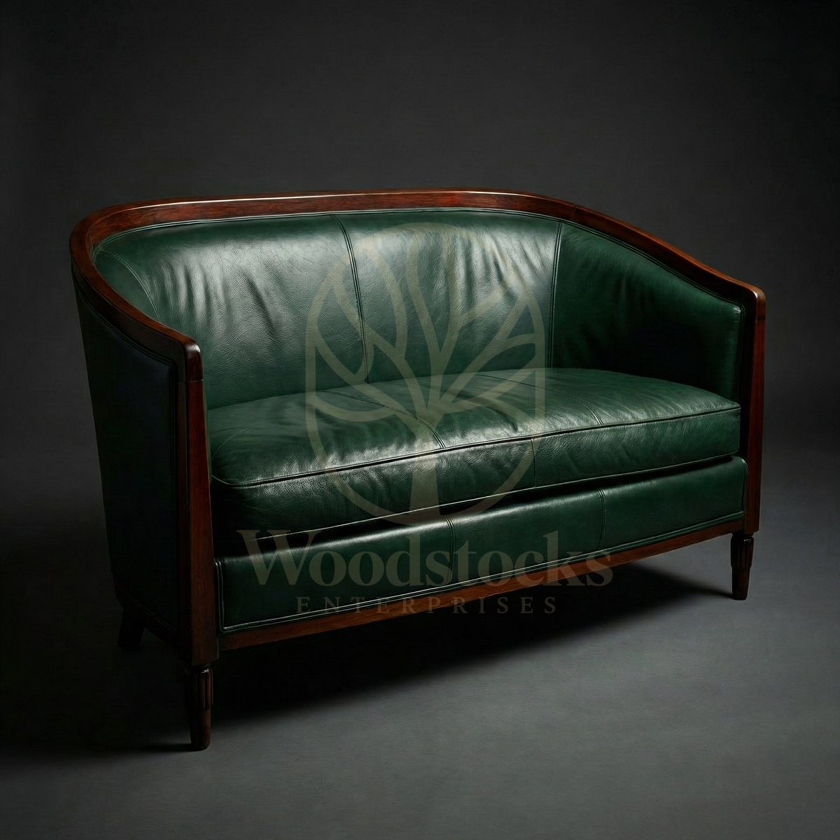 Luxury Teak Strasbourg Salon Art Deco Leather Sofa, Saharanpur, view 4