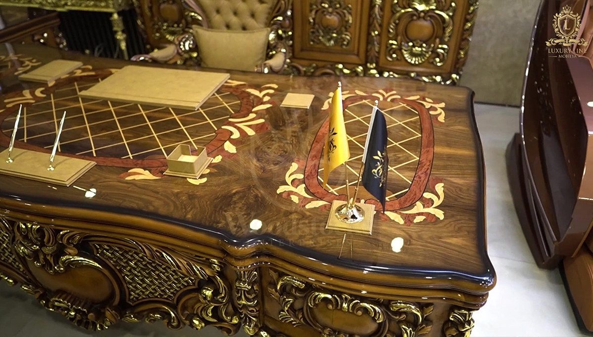 Royal Saltanat Hand Carved Teak Office Table, Saharanpur, view 8
