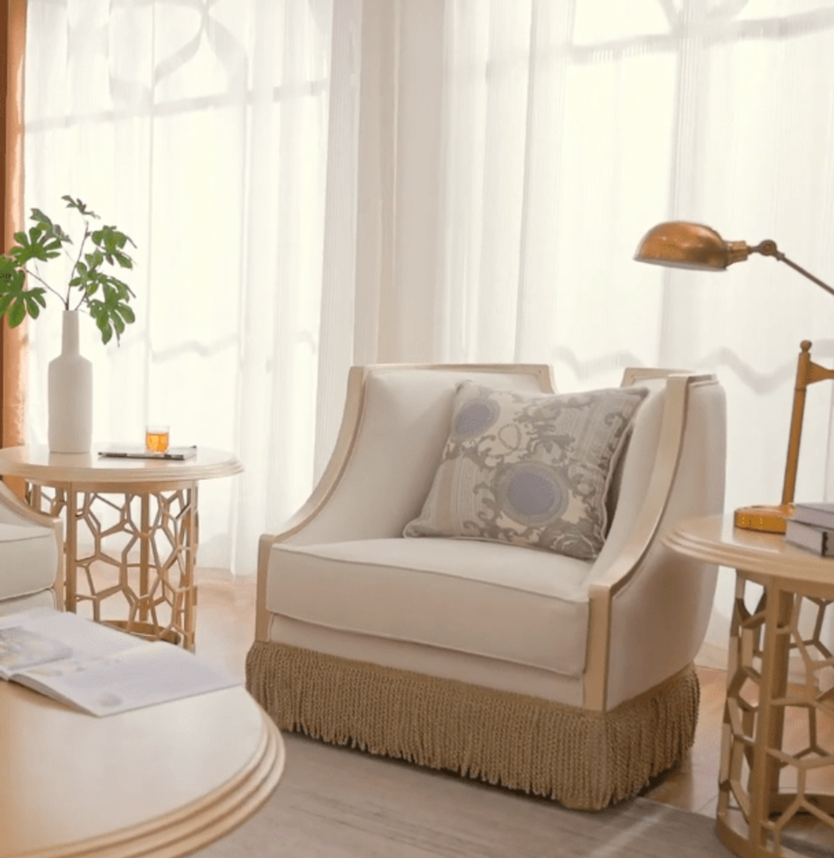 WSE High Quality Teak Wood Contemporary White Bedroom Chair II, Bedroom Chair