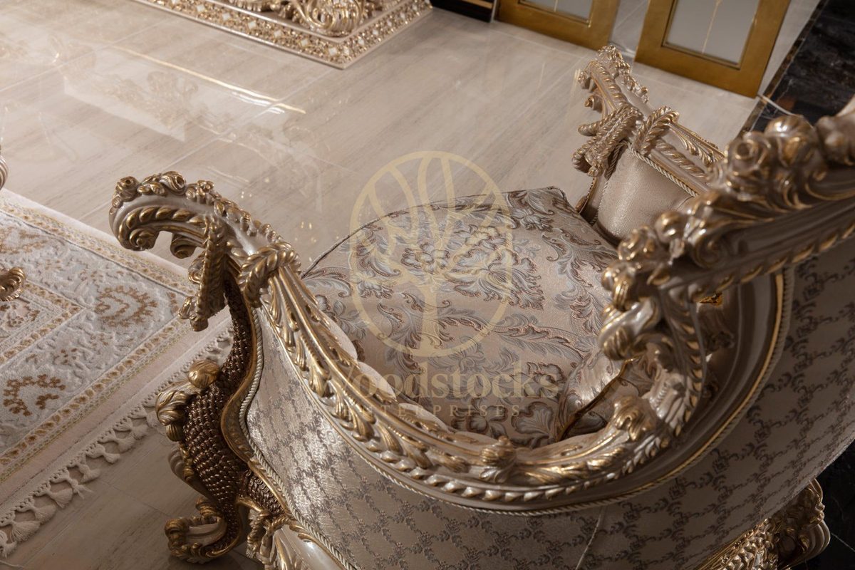 Teak Sovereign Light Brown Damask Sofa Set, view 9