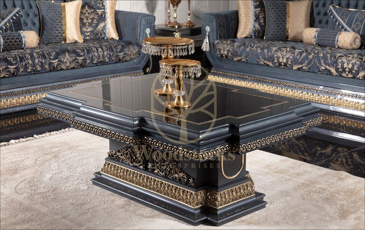 Teak Palace Blue and Gold Center Table, Center Table