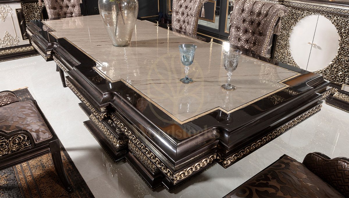 Royal Nazende Hand Carved Teak Dining Table Set II, Saharanpur, view 7