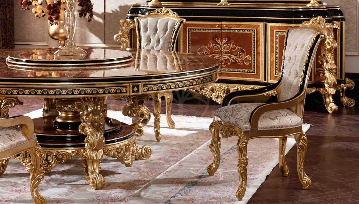 Royal Panamera Marquetry Hand Carved Teak Dining Table Set, Saharanpur, view 2