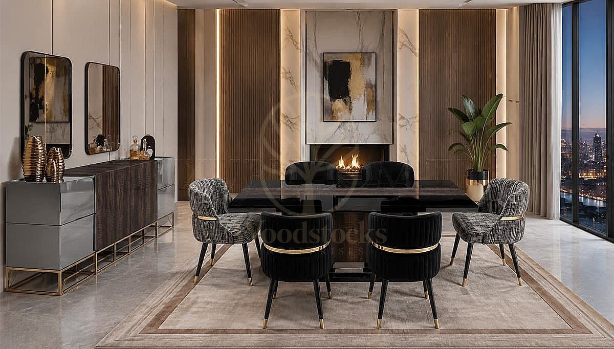 Luxury Serina Grey Handcrafted Teak Dining Table Set, Saharanpur, Dining Table