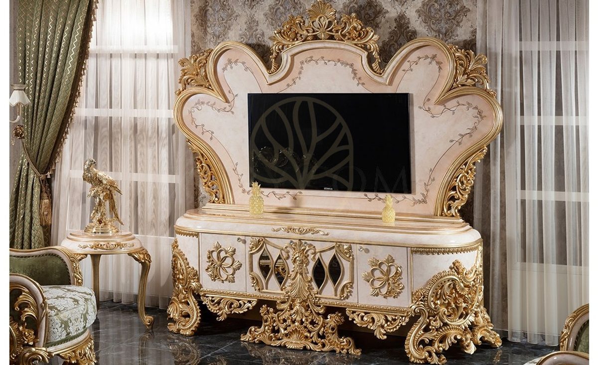 Royal Ayasofya Hand Carved Teak TV Cabinet, Saharanpur, view 2