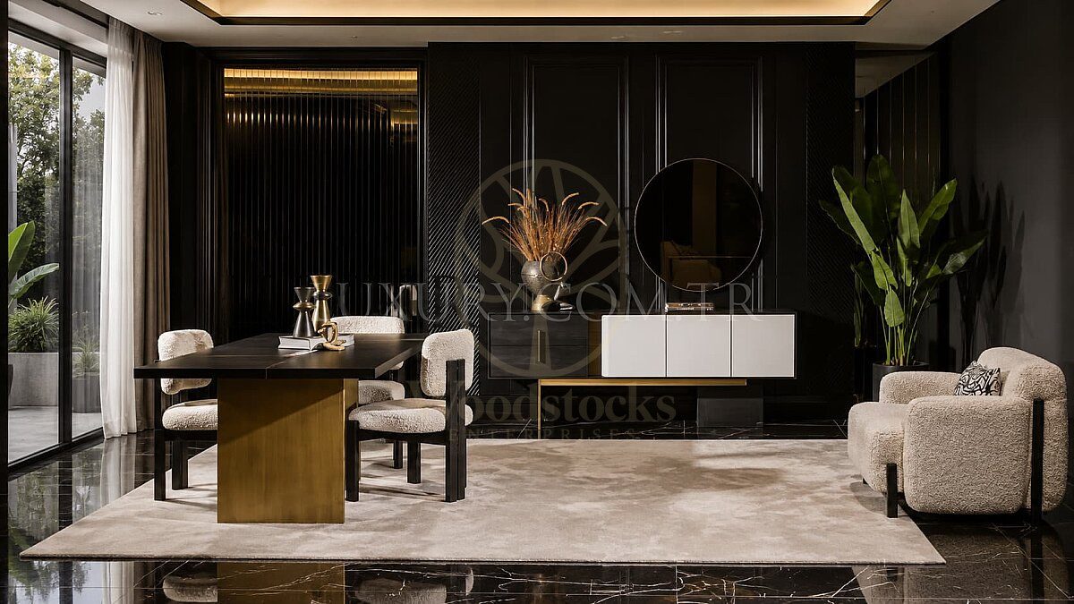 Luxury Cortina Black Handcrafted Teak Dining Table Set, Saharanpur, Dining Table