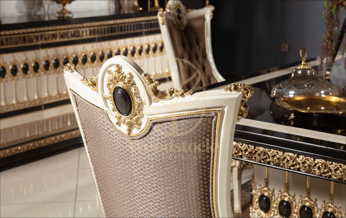 Teak Regal Ivory and Gold Dining Set, view 5