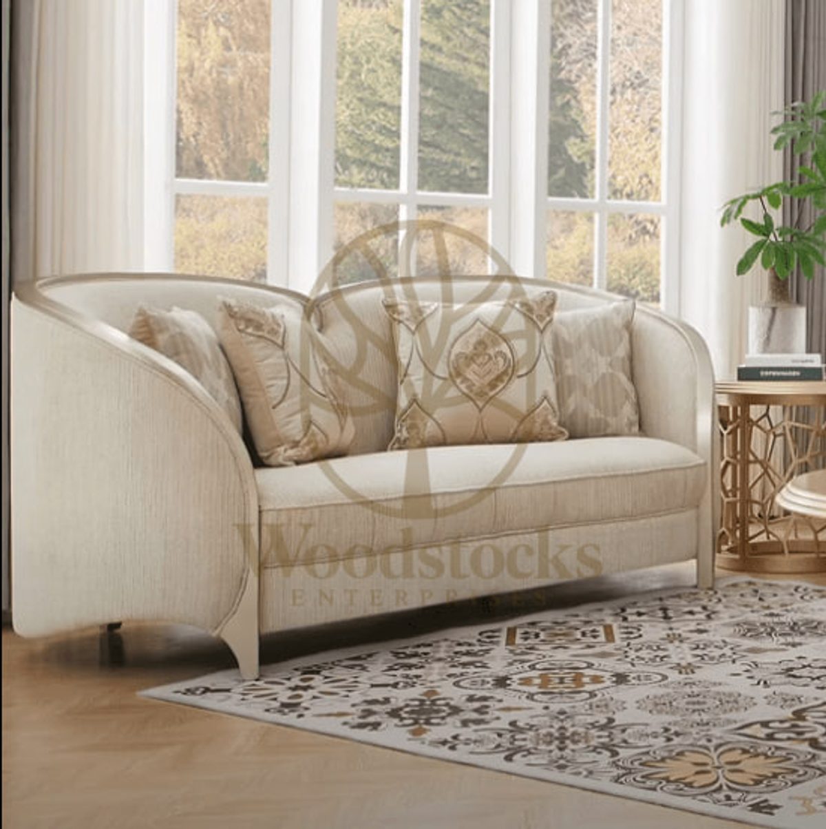 Teak Modern & Contemporary Silver Sofa Set, view 3