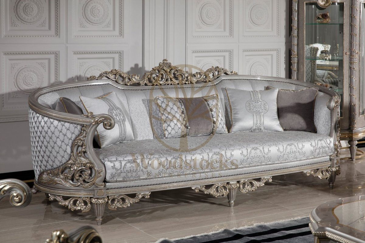 Teak Nora Silver Grey Carved Sofa Set, view 9