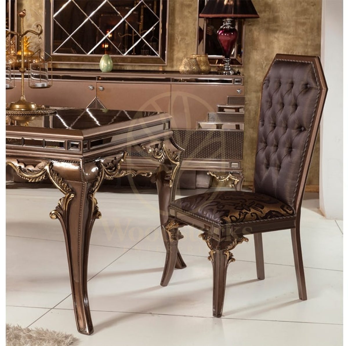 Royal Prince Hand Carved Teak Dining Table Set, Saharanpur, view 4