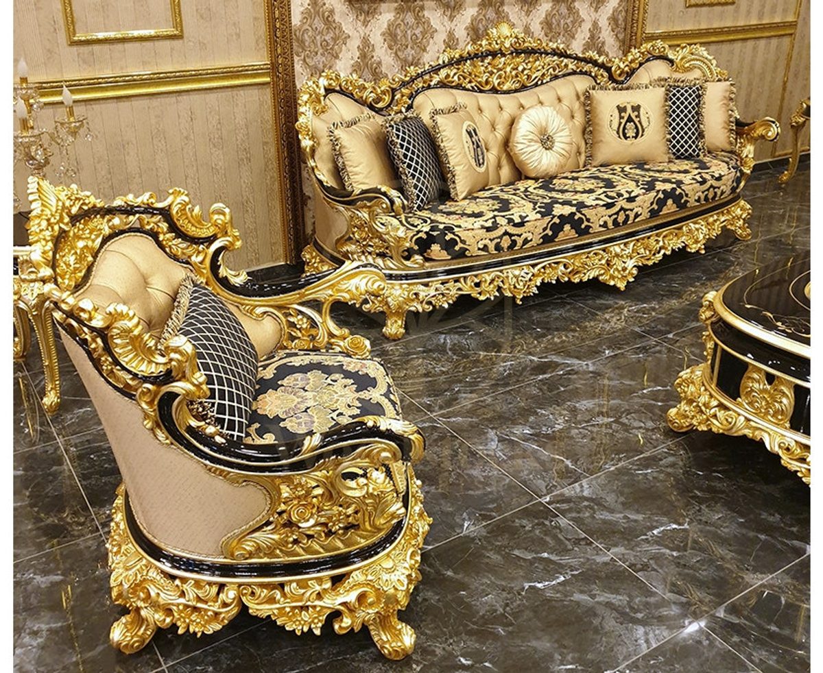 Royal Altay Black Hand Carved Teak Sofa Set, Saharanpur, view 4