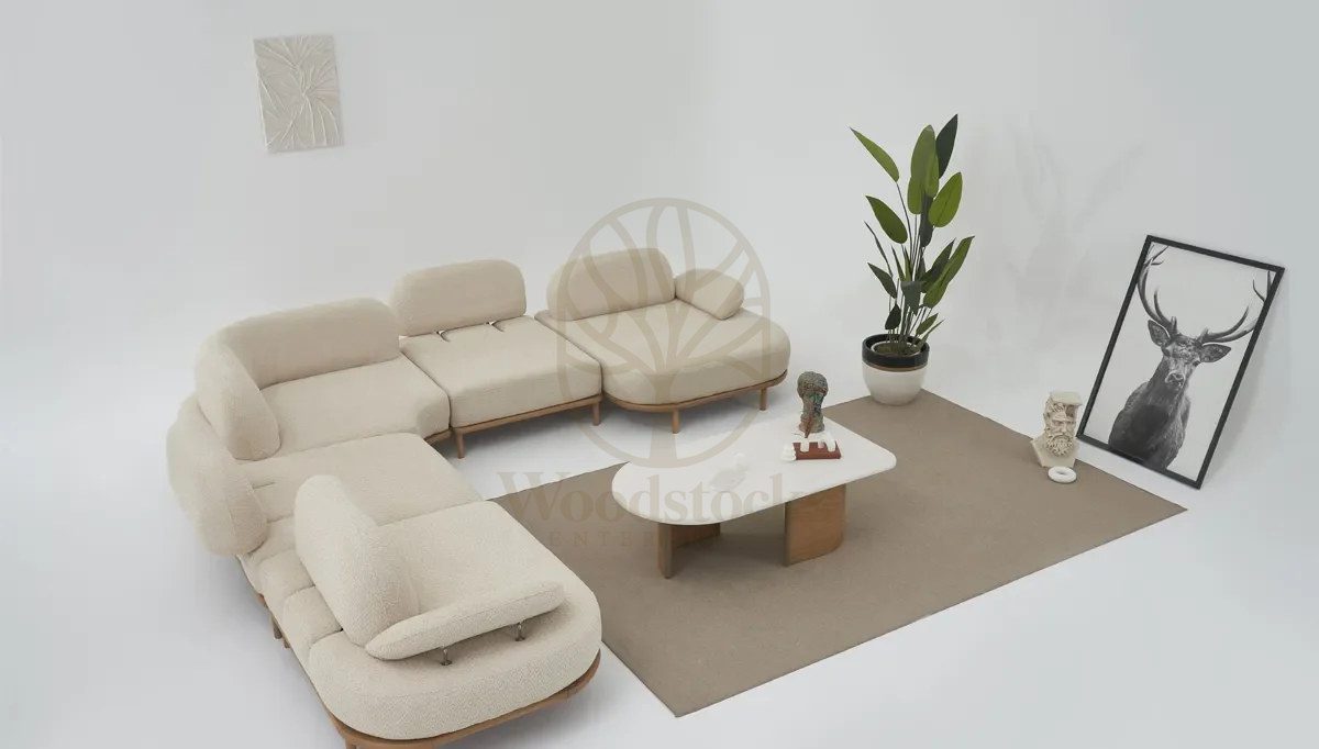 Luxury Avenzo Handcrafted Teak L-Shape Sofa, Saharanpur, view 3