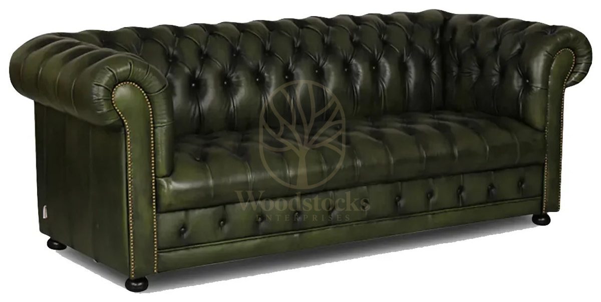 Royal Seater Green Chesterfield Hand Carved Teak Sofa Set, Saharanpur, view 2