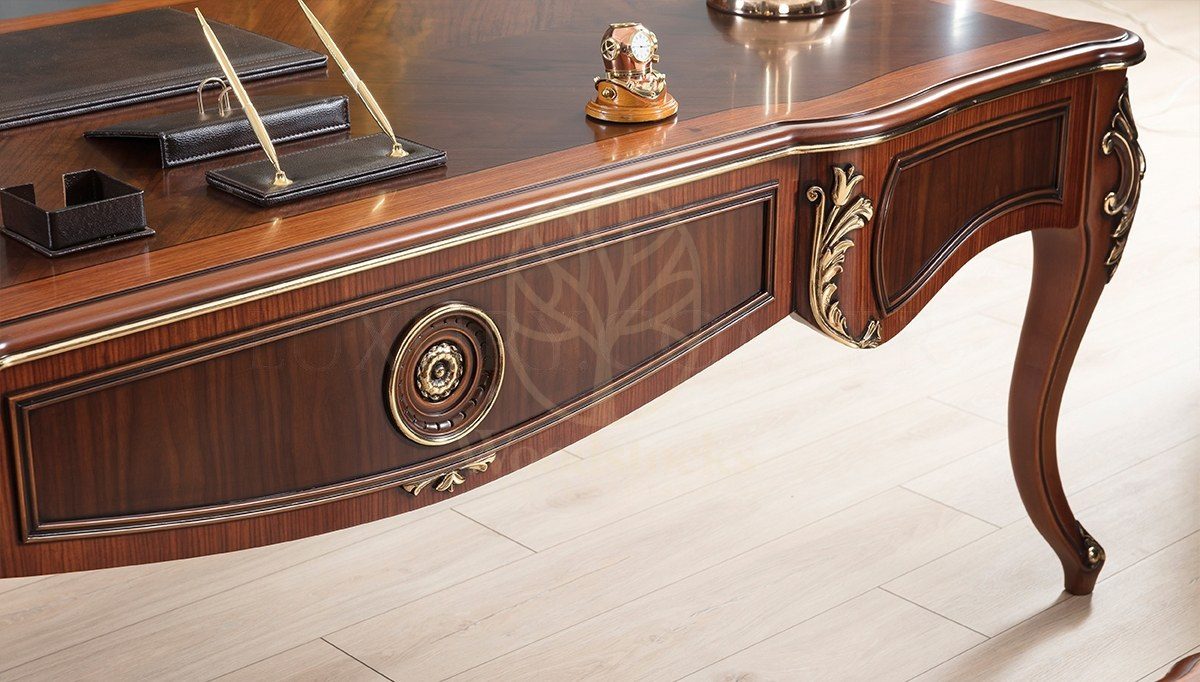 Royal Mazhar Hand Carved Teak Office Table, Saharanpur, view 6