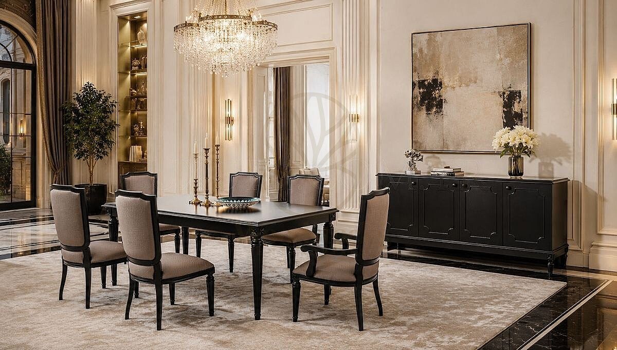 Royal Sarenne Hand Carved Teak Dining Table Set, Saharanpur, Dining Table