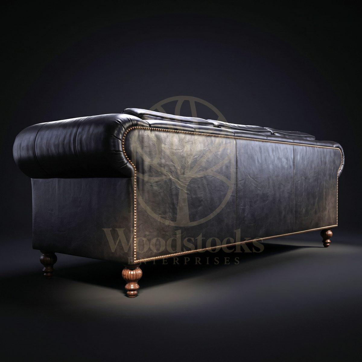 Luxury Teak Grosvenor English Leather Club Sofa, Saharanpur, view 3