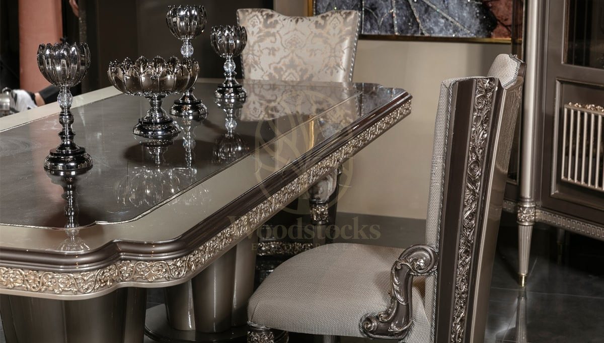 Royal Parla Hand Carved Teak Dining Table Set, Saharanpur, view 6