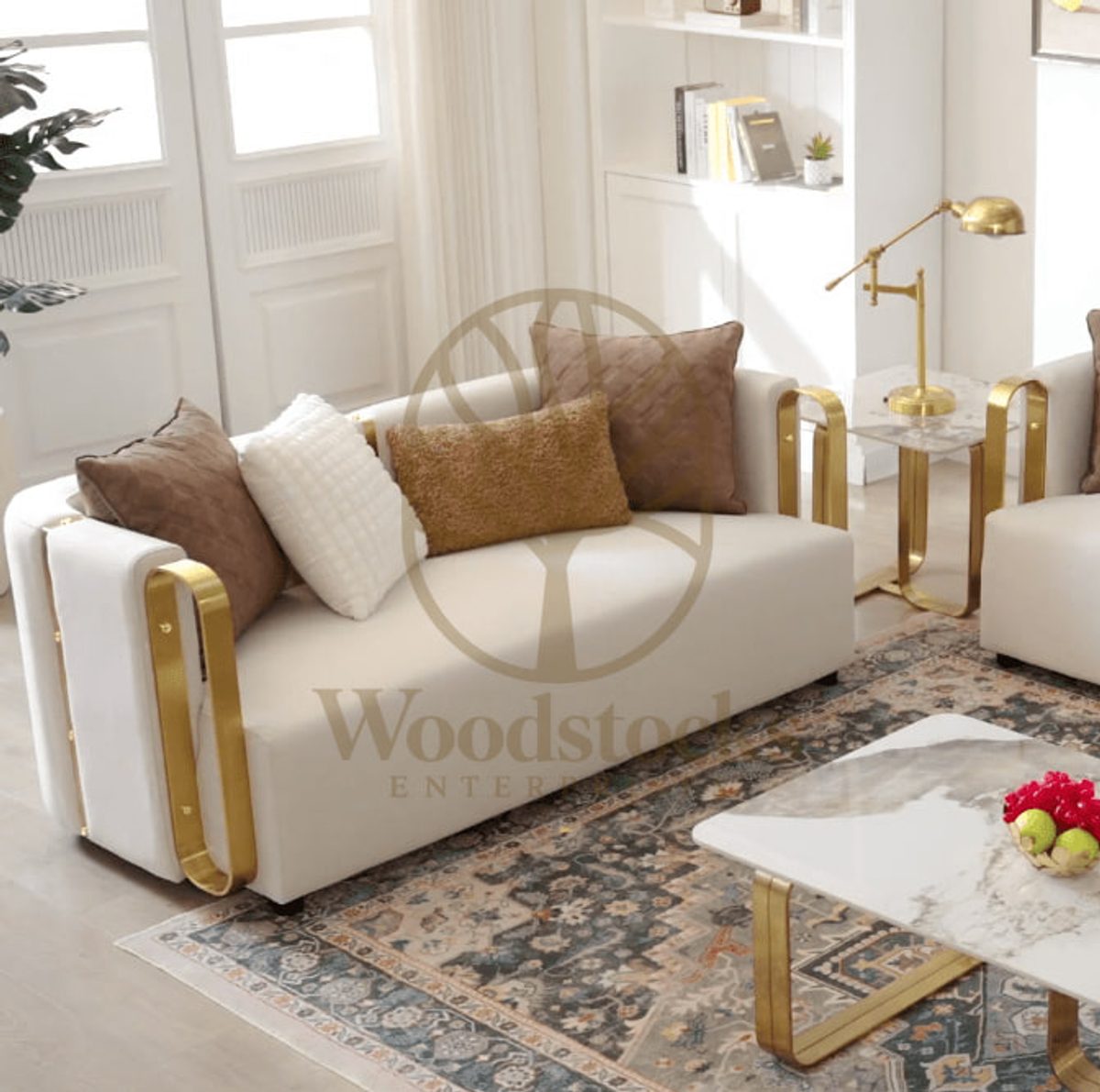 Teak Contemporary Gold Sofa Set III, view 5