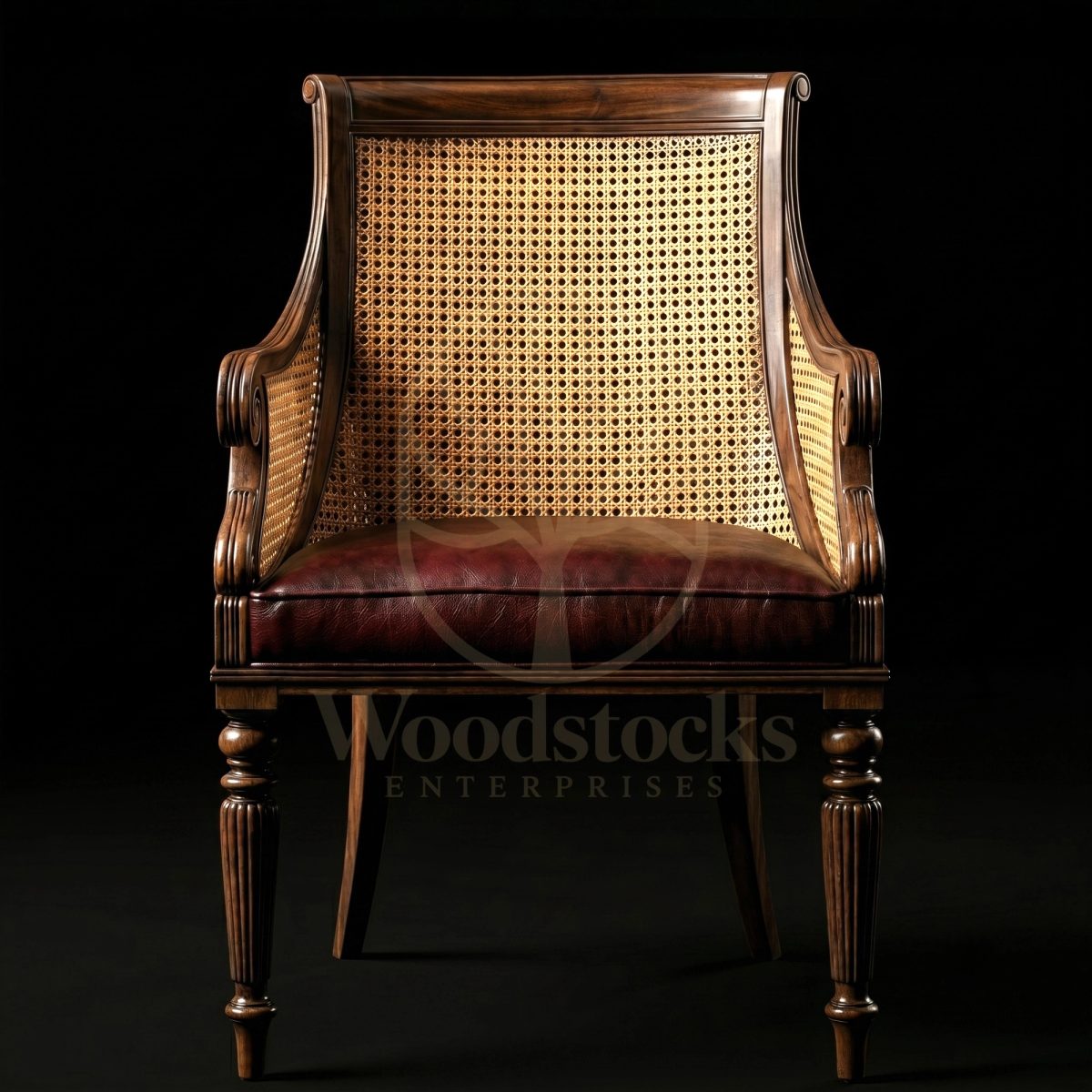 Hand Carved Teak Carlton House Cane Bergère, Saharanpur, view 2