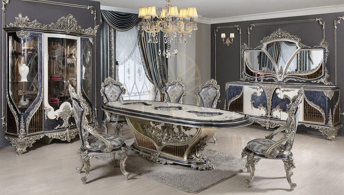 Royal Mercan Hand Carved Teak Dining Table Set, Saharanpur, Dining Table