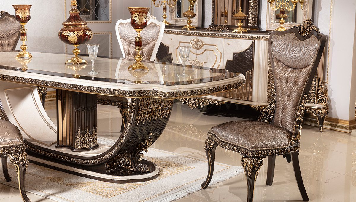 Royal Poltava Hand Carved Teak Dining Table Set, Saharanpur, view 3