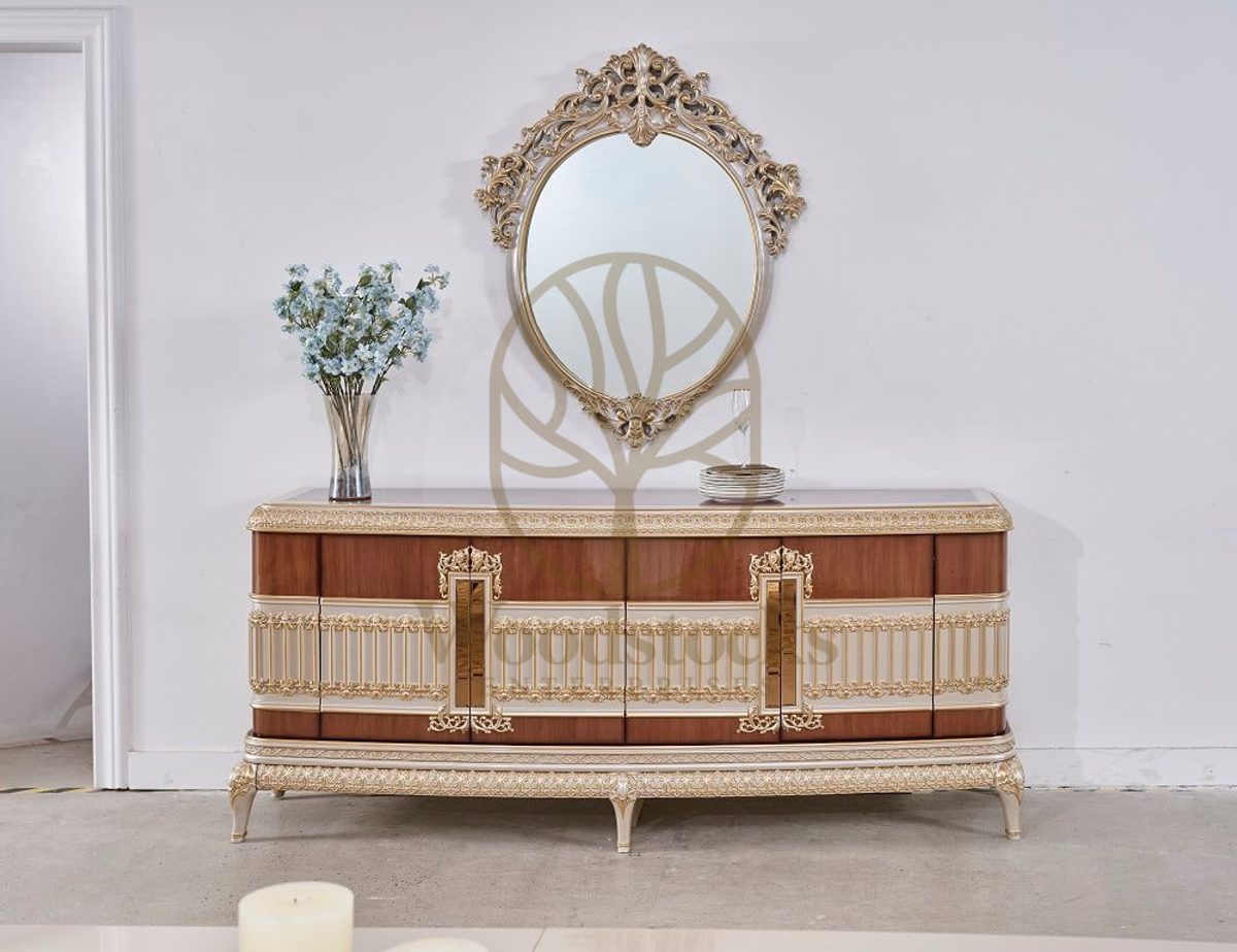 Teak Ornate Antiqued Ivory China Dining Table, alternate view