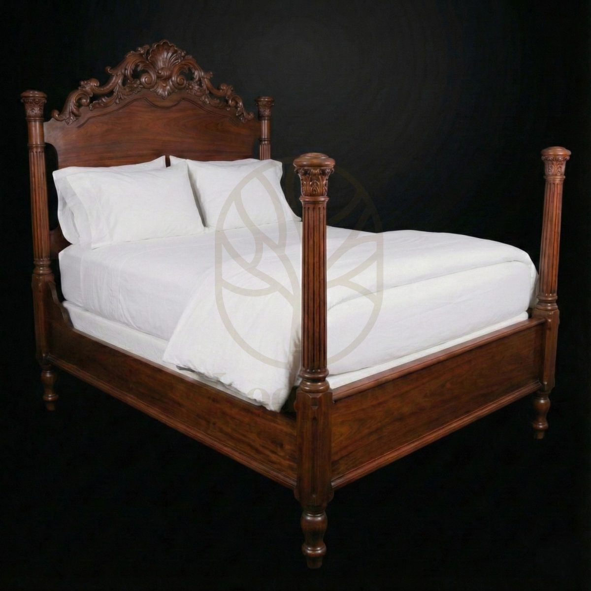Royal Hand Carved Teak Indo-Regency Heirloom Bed, Saharanpur, Four Poster Bed