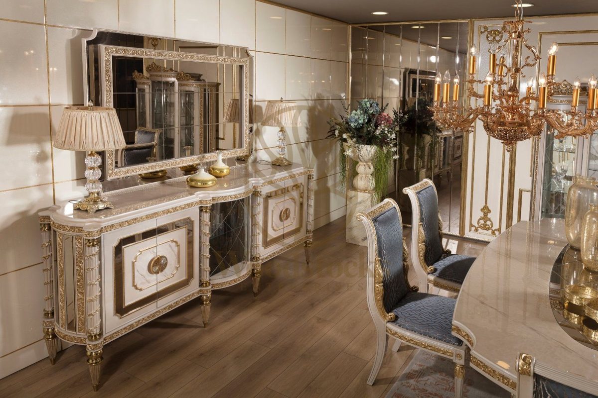 Teak Sarina Ivory and Blue Dining Set, view 14