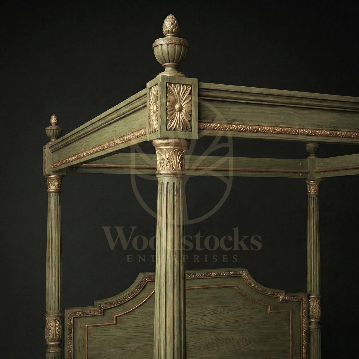 Royal Hand Carved Teak Grand lit à baldaquin de Toulouse, Saharanpur, view 5