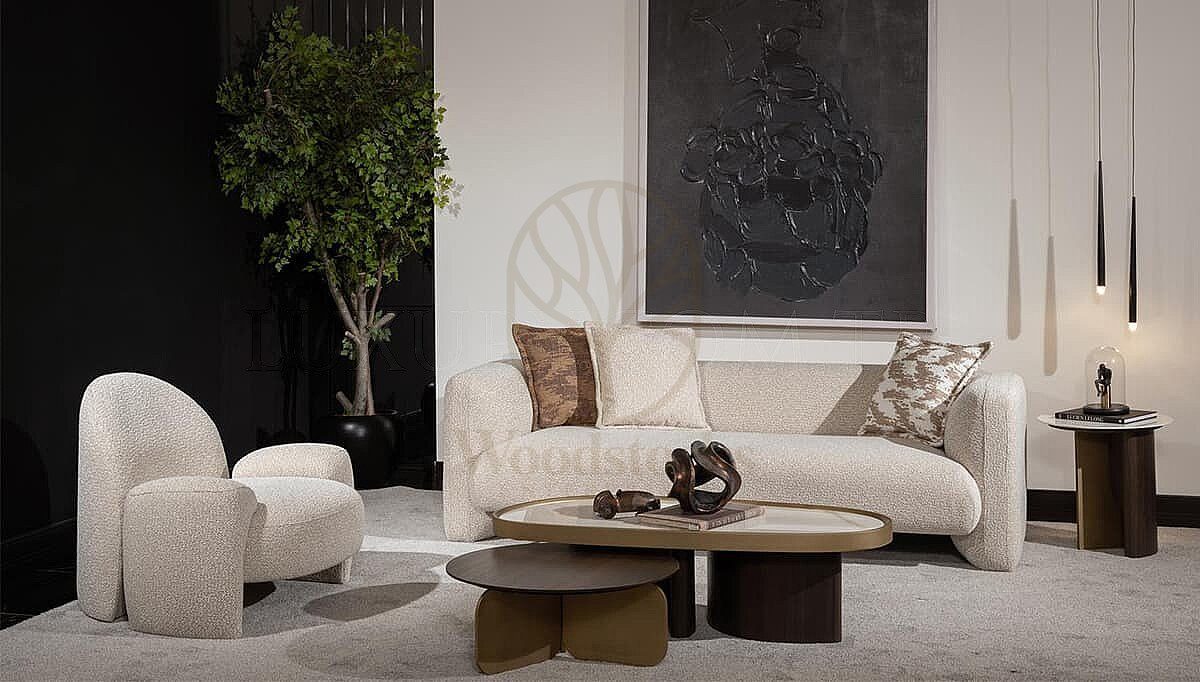 Luxury Niva Beige Brown Handcrafted Teak Sofa Set, Saharanpur, view 4