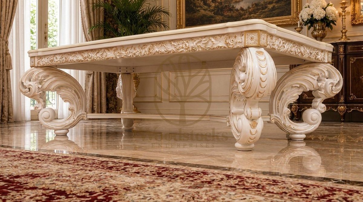 Maharaja Luxury Hand-Carved Teak Dining Table IV, view 4