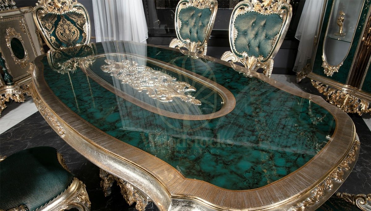 Royal Lapseki Hand Carved Teak Dining Table Set, Saharanpur, view 3
