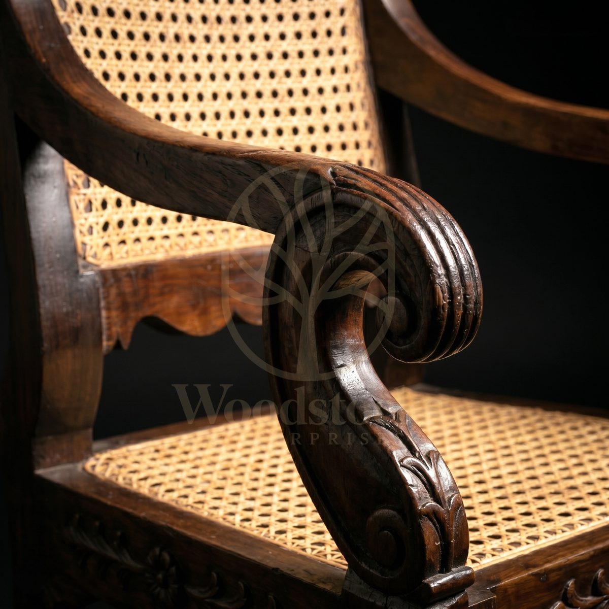 Royal Hand Carved Teak Byculla Club Regency Revival Armchair, Saharanpur, view 5