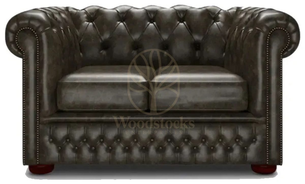 Royal Two Chesterfield Leather Hand Carved Teak Sofa Set, Saharanpur, view 2