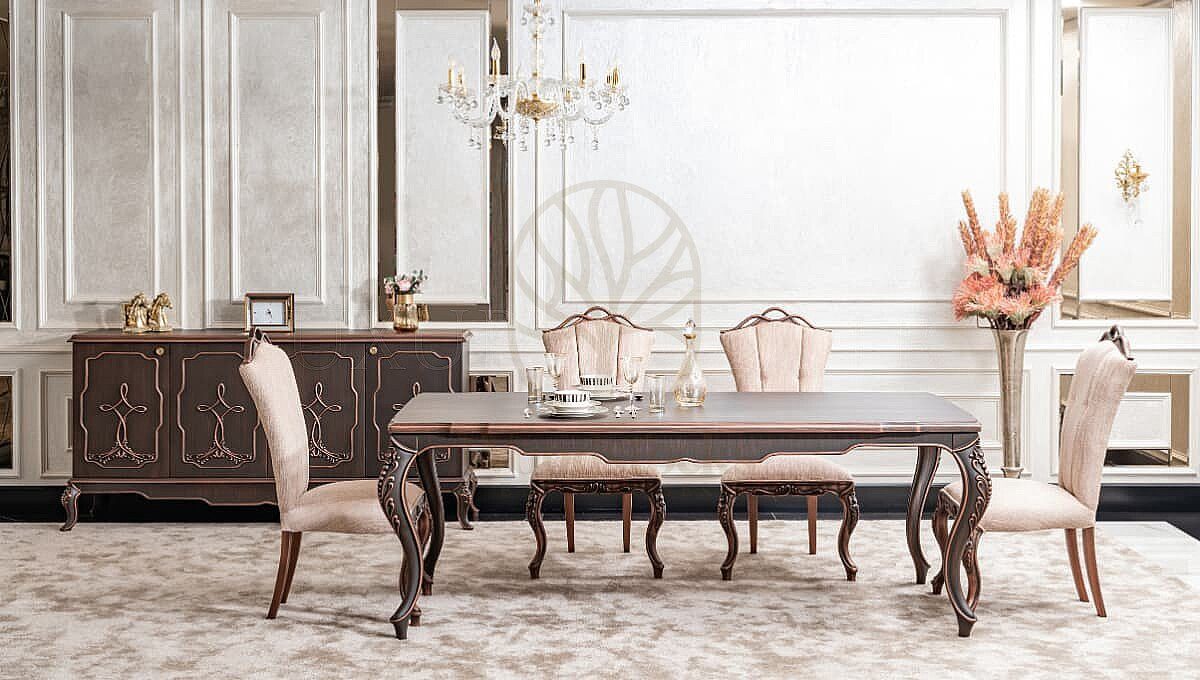 Royal Alcamira Hand Carved Teak Dining Table Set, Saharanpur, view 3