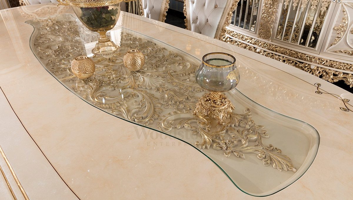 Royal Altay Hand Carved Teak Dining Table Set II, Saharanpur, view 6