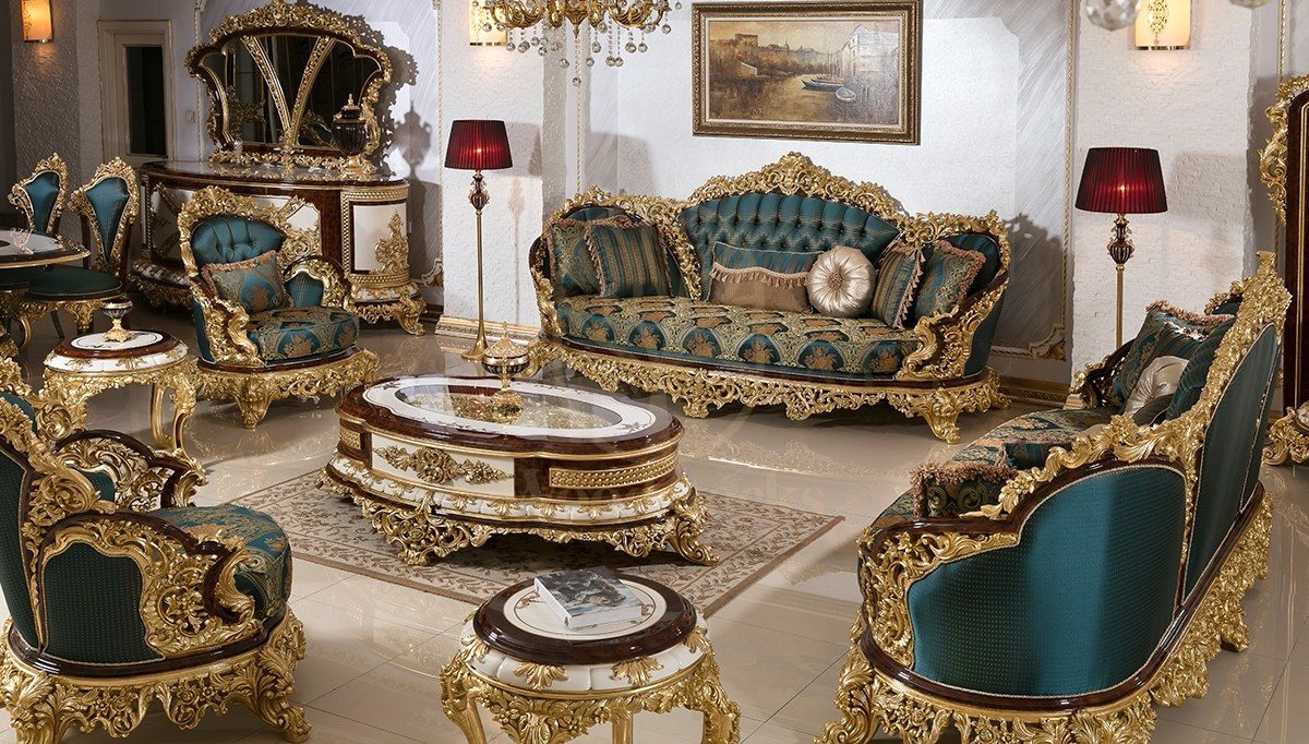 Royal Hunkar Hand Carved Teak Sofa Set III, Saharanpur, Sofa Set